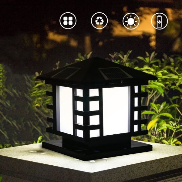 Mẫu đèn trụ cổng năng lượng mặt trời phong cách cổ điển, sang trọng Mẫu đèn trụ cổng năng lượng mặt trời phong cách cổ điển, sang trọng