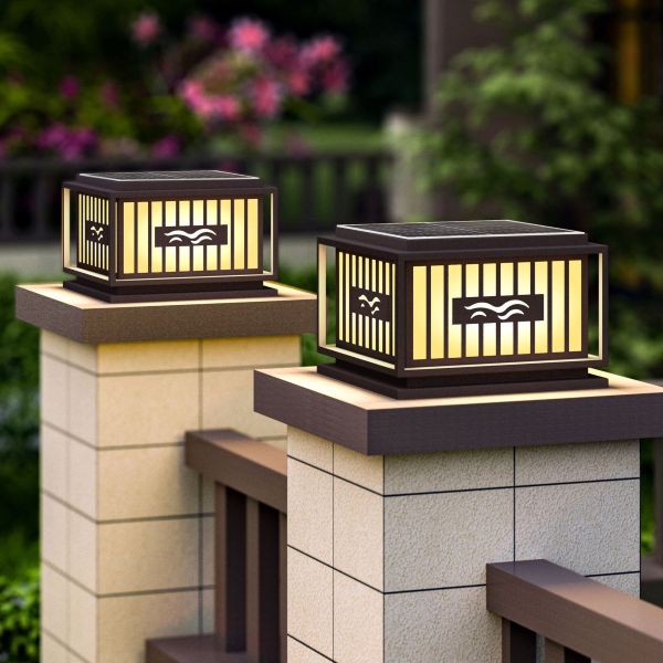 Mẫu đèn trụ năng lượng mặt trời hình vuông mái vòm Mẫu đèn trụ năng lượng mặt trời hình vuông mái vòm