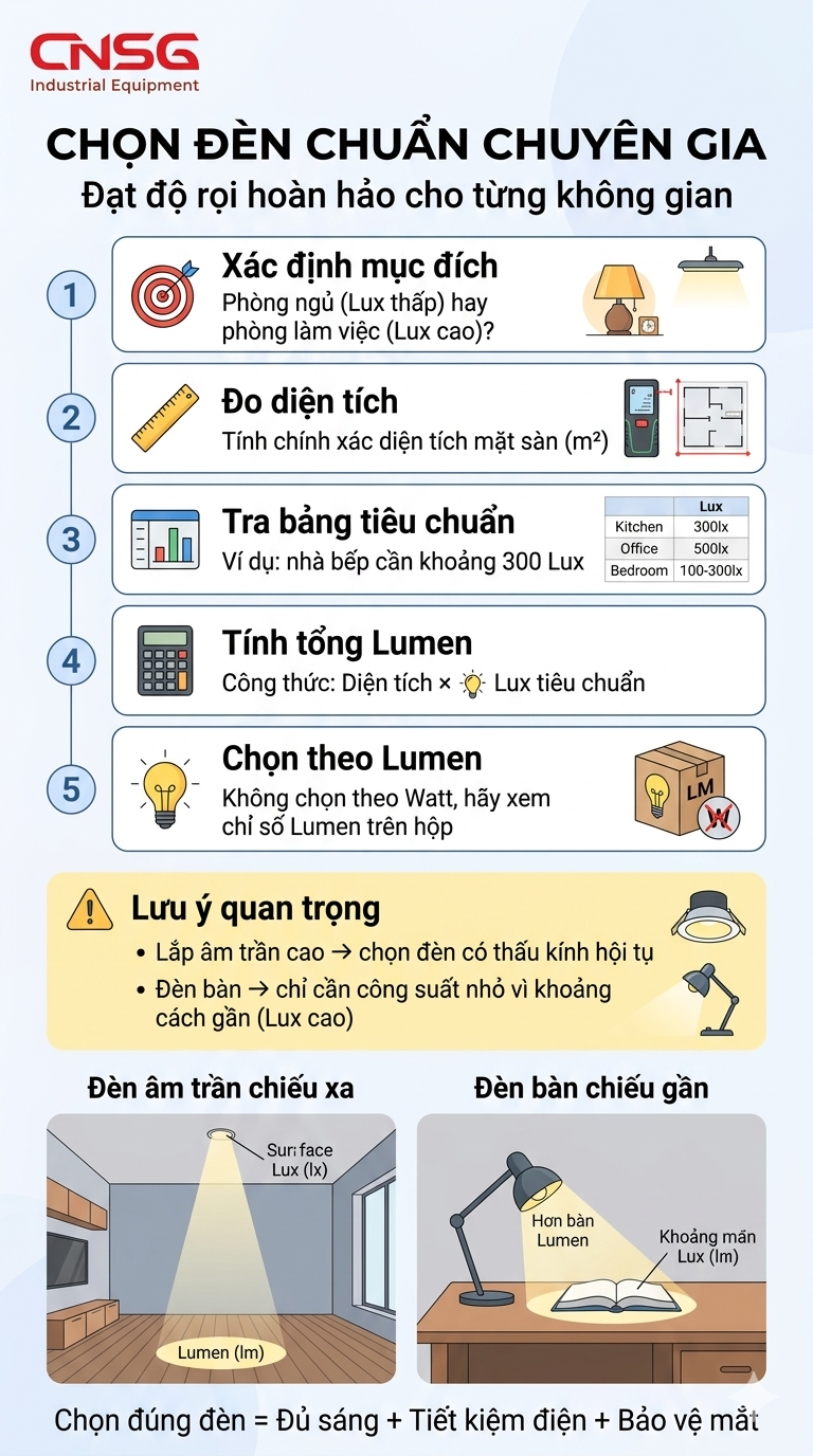 Hướng dẫn chọn đèn chuẩn độ rọi cho từng không gian.png