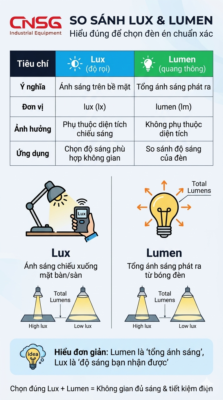 So sánh Lux và Lumen