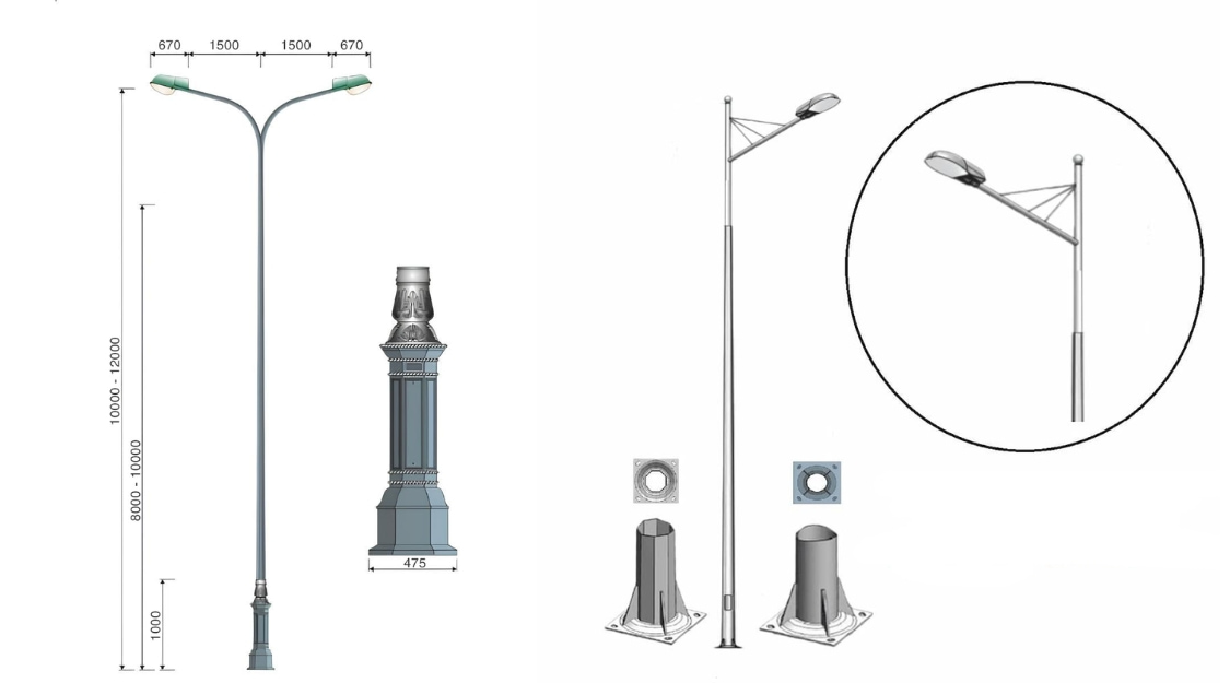 Chiều cao cột đèn đường