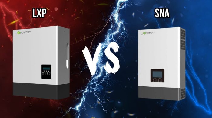 inverter hybrid luxpower bản cao cấp LXP và bản phổ thông SNA