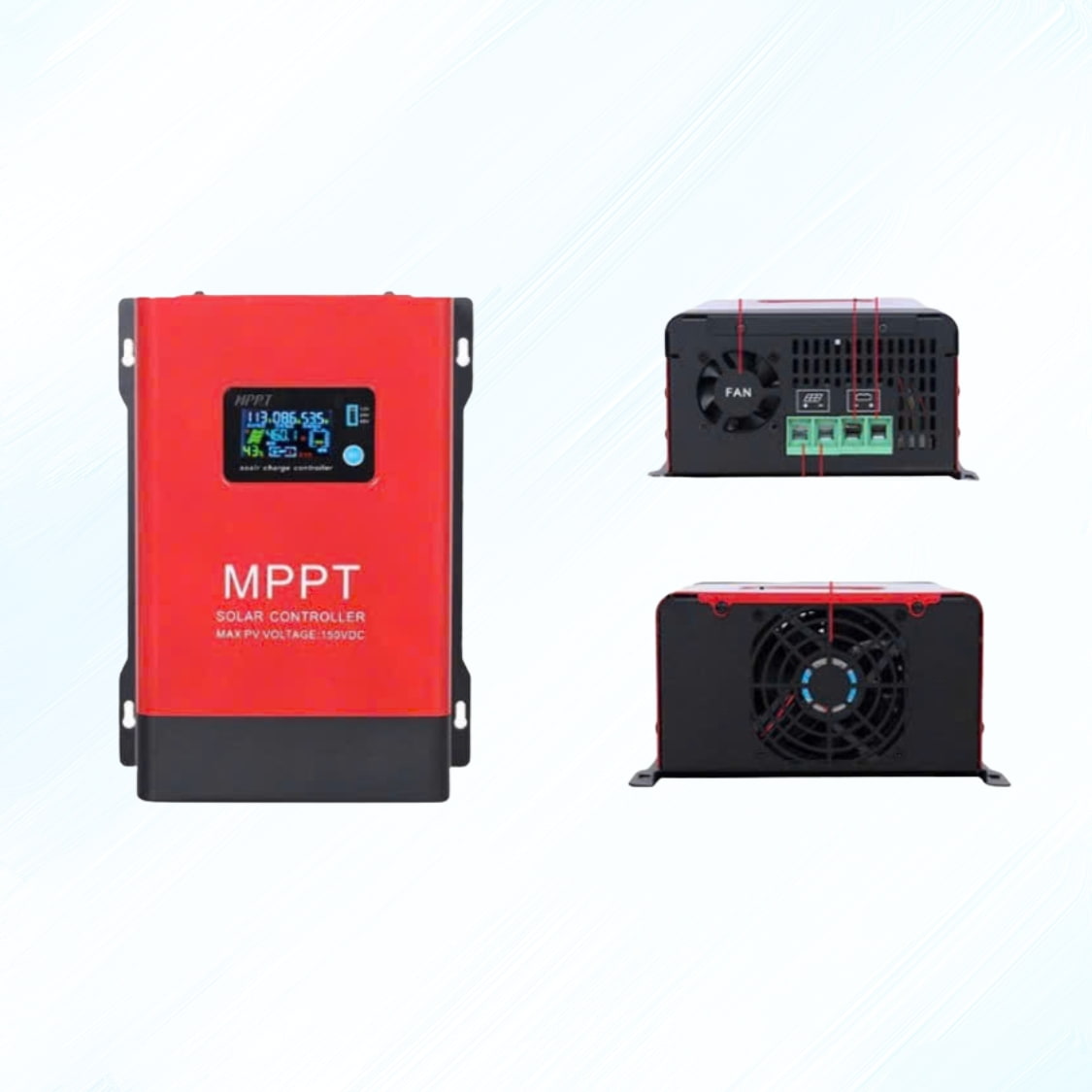 Bộ điều khiển sạc năng lượng mặt trời MPPT 100A màu đỏ