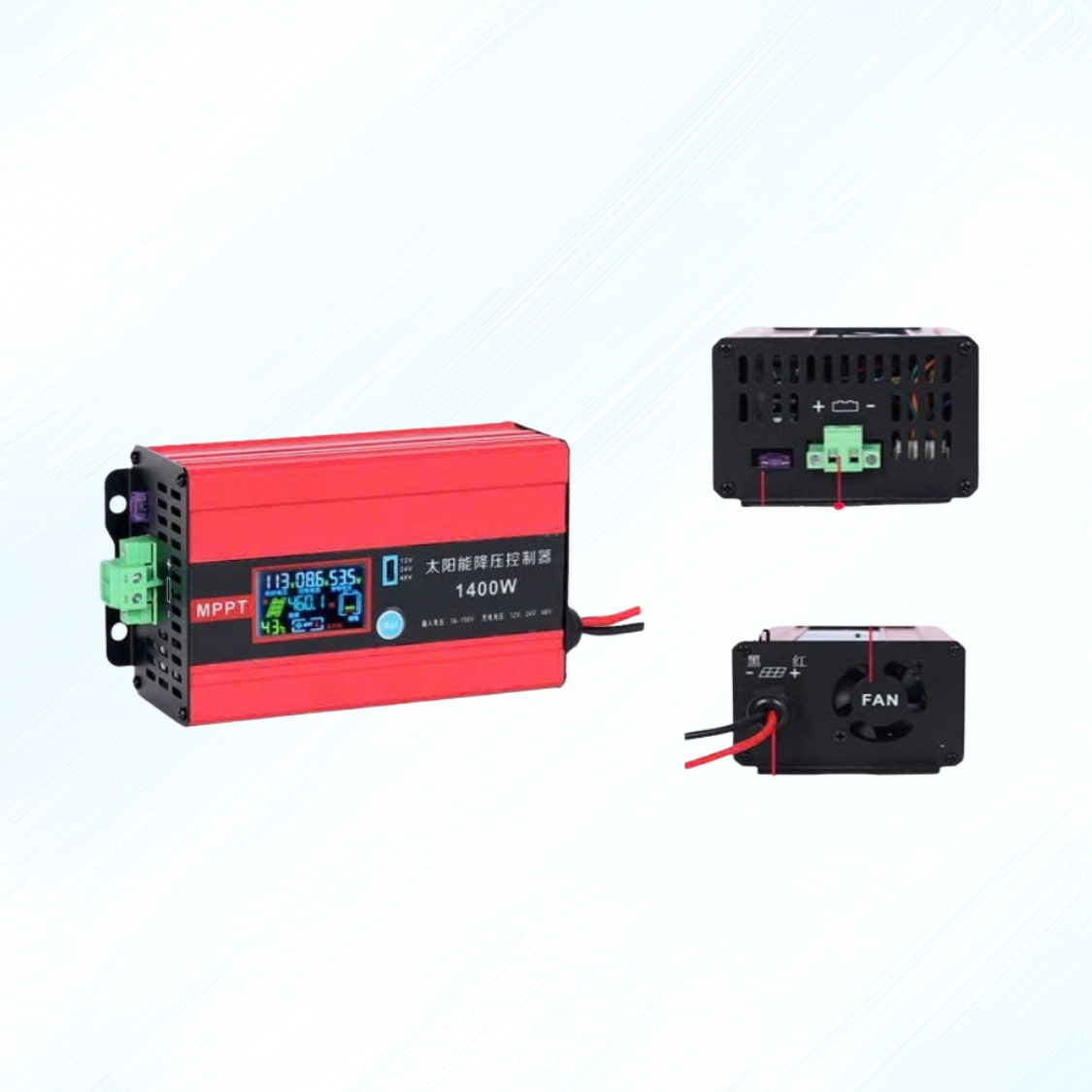 Bộ điều khiển sạc năng lượng mặt trời MPPT 25A màu đỏ